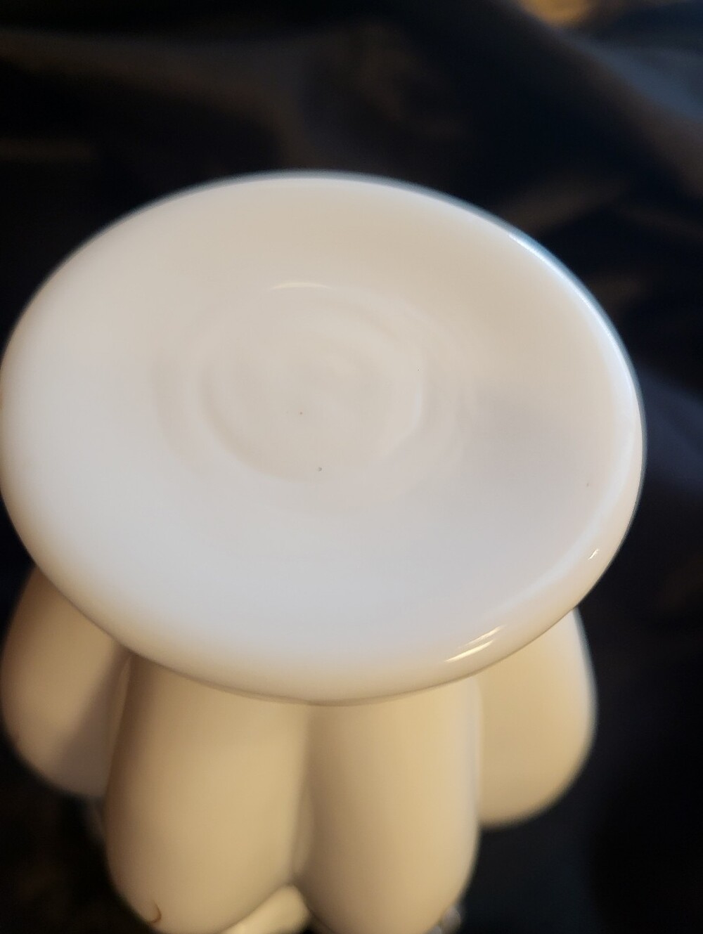 Fenton 6 In. White Glass Violets In The Snow Ruffled Vase - Picture 9 of 15